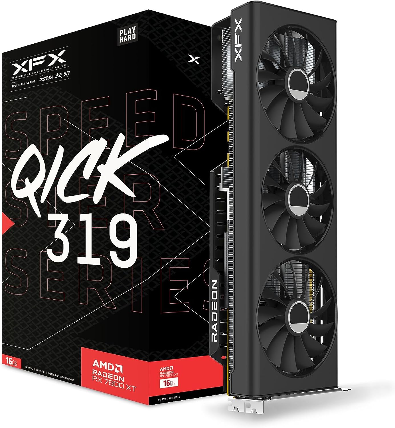 XFX Speedster QICK319 RX 7800 XT CORE Gaming Graphics Card 16GB GDDR6 HDMI 3xDP, AMD RDNA 3, RX-78TQICKF9