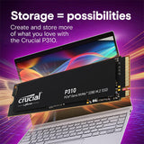Crucial CT4000P310SSD8 P310 4TB SSD, PCIe Gen4 NVMe M.2 2280, Up to 7,100MB/s include Acronis Data Recovery Software