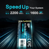 Silicon Power 512GB NVMe M.2 PCIe Gen3x4 2280 SSD read speeds up to 2,200MB/s SP512GBP34A60M28