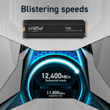 Crucial T700 1TB PCIe 5.0 x4 M.2 SSD, up to 11700 MB/s with Heatsink Internal Solid State Drive (CT1000T700SSD5)