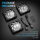 darkFlash DF-G24-BK-3P 120mm Magnetic ARGB PWM Case Fans,FDB Bearing,Magnetic Splice Design,Up to 2000RPM - Black (3-Pack)