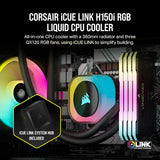 Corsair CW-9061001-WW iCUE Link H100i Liquid CPU Cooler 240mm AIO QX120 RGB Fans Fits Intel LGA 1700, AMD AM5 - Black