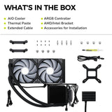TRYX Panorama 240 Muti-Compatible ARGB AMOLED L-Shaped 3D Anamorphic Display Custom AIO Cooler (Black) L-P240A-AS2M-G0K