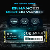 Silicon Power 512GB NVMe M.2 PCIe Gen3x4 2280 SSD read speeds up to 2,200MB/s SP512GBP34A60M28
