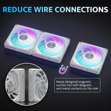 darkFlash DF-G24R-WH-3P 120mm Magnetic ARGB PWM Case Reverse Fans Magnetic Splice Design, Up to 2000RPM - White (3-Pack)