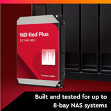 WD WD120EFGX 12TB WD Red Plus NAS Internal Hard Drive HDD - 7200 RPM, SATA 6 GB/s, CMR, 512 MB Cache, 3.5"