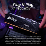Kingston KF560C30BBEAK2-32 Fury Beast RGB 32GB (2x16GB) 6000MT/s DDR5 CL30 Desktop Memory|AMD Expo|Plug N Play|Kit of 2