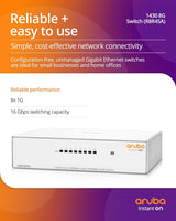 HPE Networking Instant On 1430 8-Port Gb Unmanaged Layer 2 Ethernet Switch | 8X 1G | Fan-Less | US Cord | R8R45A#ABA