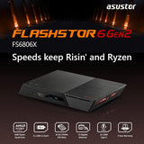 Asustor Flashstor 6 Gen 2 6 Bay NAS, Quad-Core 2.3GHz CPU,10GbE Ports, 8GB RAM DDR5,6x M.2 SSD Slots, (Diskless) FS6806X