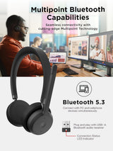 Lenovo 4XD1M80020 Wireless VoIP Headset Teams Certified, Noise-Canceling Mic, Bluetooth 5.3 Multipoint, USB-A Receiver
