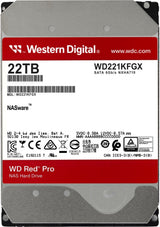 WD 22TB Red Pro NAS Internal Hard Drive HDD - 7200 RPM, SATA 6 Gb/s, CMR, 512 MB Cache, 3.5" (WD221KFGX)