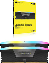 Corsair CMH32GX5M2B5200C40 VENGEANCE RGB DDR5 RAM 32GB (2x16GB) 5200MHz CL40 Intel XMP iCUE Computer Memory - Black