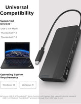 Lenovo 40B90100US USB-C Dual Display 4K Travel Dock w/ 100W Power Adapter - 7 Ports, Universal Compatibility - Black