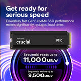 Crucial CT2000P510SSD5 P510 PCIe Gen5 NVMe 2TB SSD with Heatsink, Up to 10,000MB/s, Laptop & Desktop Solid State Drive