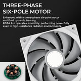 TRYX F-R120P-NN1M-G0W ROTA PRO 120mm 4-Pin PWM, LCP Material FDB, 2250RPM, High-Performance Quiet PC Fan - White