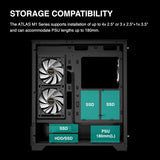GAMDIAS GD-Atlas M1 Black Mid Tower Gaming Computer Case w/Display& App, ATX Tempered Glass PC Case, Built-in 3X 120mm ARGB PWM Fans, Up to RTX 4000 GPU/VGA 410mm& 360mm AIO/Radiator& 6x120mm Fans& 160mm CPU Cooler