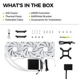 TRYX Panorama 360 Muti-Compatible ARGB AMOLED L-Shaped 3D Anamorphic Display Custom AIO Cooler (White) L-P360A-AS3M-G0W