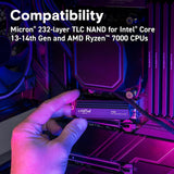 Crucial CT2000T705SSD5 T705 PCIe Gen5 NVMe 2TB SSD w/ Heatsink,Up to 14,500MB/s,TLC NAND,Solid State Drive, 1Mo Adobe CC
