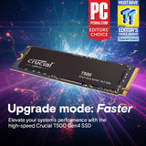 Crucial T500 500GB Gen4 NVMe M.2 Internal Gaming SSD, Up to 7200MB/s, Laptop & Desktop Compatible CT500T500SSD8
