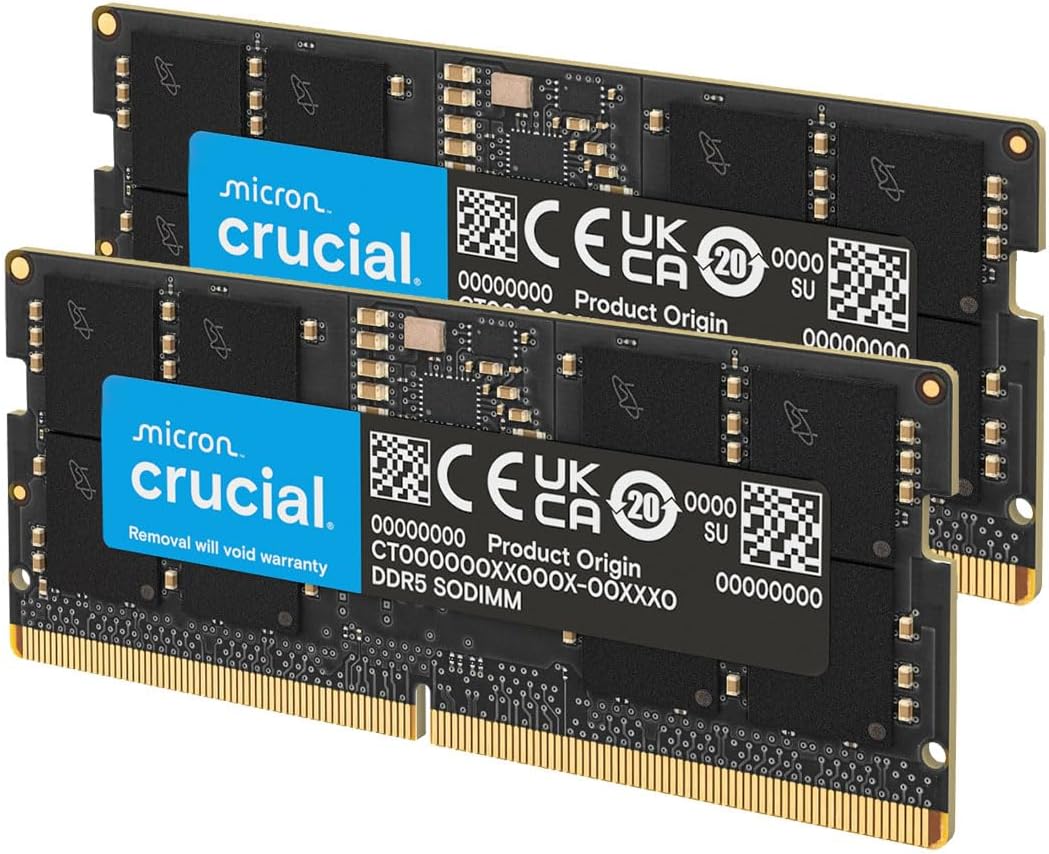 Crucial CT2K16G56C46S5 RAM 32GB Kit (2x16GB) DDR5 5600MHz (or 5200MHz or 4800MHz) Laptop Memory