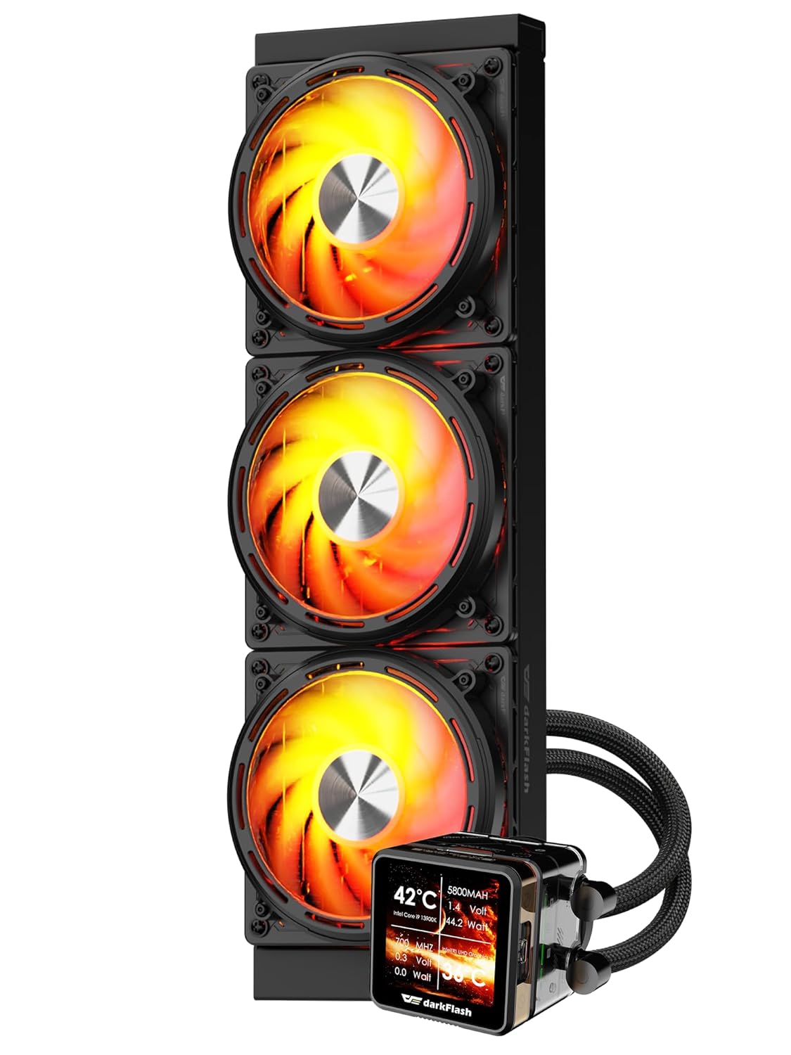 Darkflash DF-DE360-BK DE360 AIO ARGB Liquid Cooler, 360mm LCD Display  AMD AM5/AM4, Intel LGA1851/1700/1200,Black