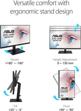 ASUS 23.8”1080P Monitor-Full HD, IPS, 75Hz, Speakers Adaptive-Sync Low Blue Light Flicker, VESA Mountable Frameless VA24DQSB