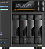 Asustor Lockerstor 4 Gen3 4 Bay NAS, Quad-Core 2.3GHz, 2x 10GbE Ports, 16G ECC DDR5, 4x M.2 SSD Slots (Diskless) AS6804T