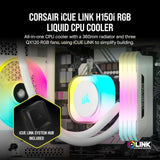 Corsair iCUE Link H150i Liquid CPU Cooler 360mm AIO QX120 RGB Fans, Intel LGA 1700, AMD AM5 (White) CW-9061006-WW