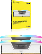 Corsair CMH32GX5M2E6000C36W VENGEANCE RGB DDR5 RAM 32GB (2x16GB) 6000MHz CL36 Intel XMP Desktop Computer Memory -White