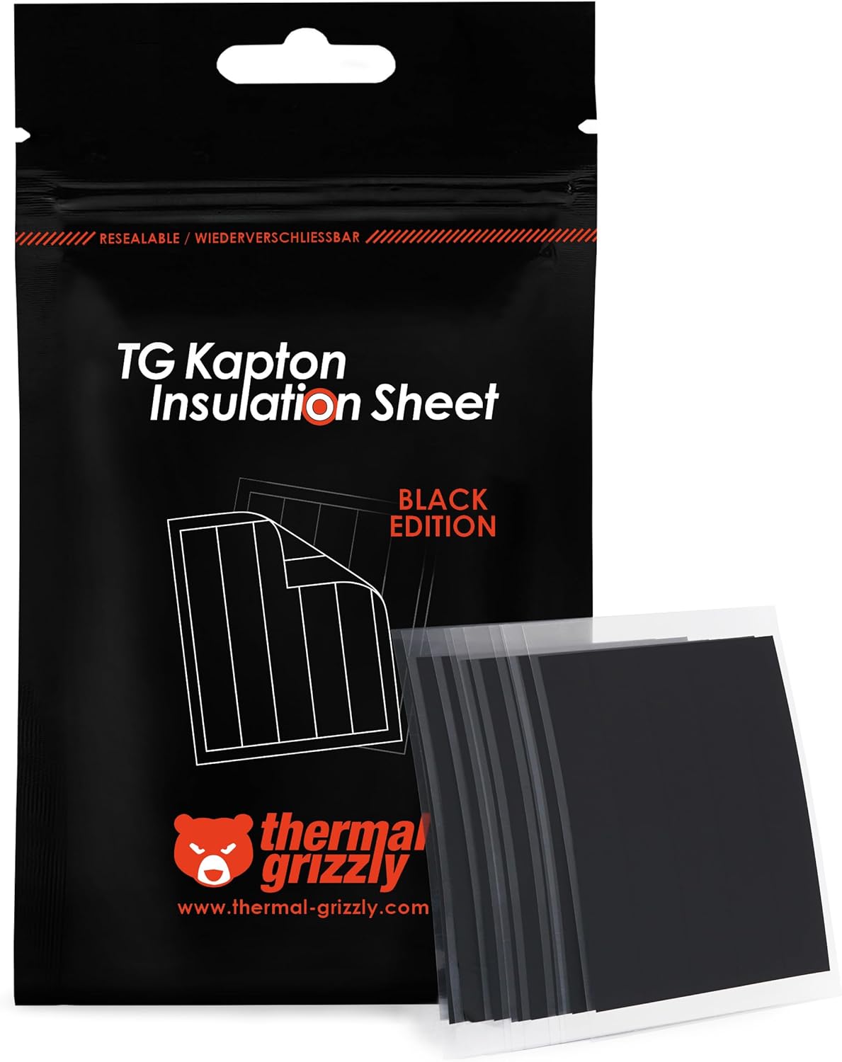 Thermal Grizzly TG-KIS-B-10-60-50 Kapton Sheet Black Polyimide Insulation Strips 10x60mm,High-Temperature Tape CPU & GPU