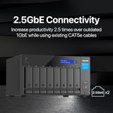 QNAP Ultra-High Speed 8 Bay NAS. Intel Core i5-12400 6C/12T, 32GB DDR4 RAM, HDMI 1.4b, 250W PSU TVS-H874-i5-32G-US