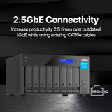 QNAP Ultra-High Speed 8 Bay NAS. Intel Core i7 12C (8 P+ 4 E) /20T processor, 32GB  DDR4 RAM, 350W PSU TVS-H874-i7-32G-US