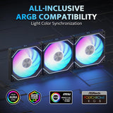 darkFlash DF-G24-BK-3P 120mm Magnetic ARGB PWM Case Fans,FDB Bearing,Magnetic Splice Design,Up to 2000RPM - Black (3-Pack)