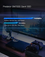 Acer Predator GM7000 2TB NVMe Gen4 Gaming SSD, M.2 2280, Compatible with PS5, PCIe 4.0  Up to 7400MB/s (BL.9BWWR.106)