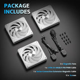 darkFlash DF-G24R-WH-3P 120mm Magnetic ARGB PWM Case Reverse Fans Magnetic Splice Design, Up to 2000RPM - White (3-Pack)