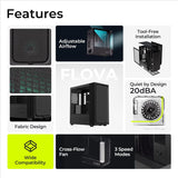 TRYX C-F500F-FM1E-G0K FLOVA F50 Mid-Tower ATX Case Fabric-Crafted Tempered Glass ATX Case Quiet Cross-Flow  360mm - Black