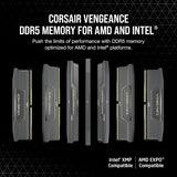 Corsair CMK16GX5M2B5200Z40 Vengeance DDR5 16GB (2x8GB) DDR5 5200MHz AMD Intel XMP iCUE Compatible Computer Memory - Gray