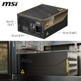 MSI MEG Ai1600T PCIE5 ATX 3.1 1600W Gaming Power Supply MEGAI1600TPCIE5