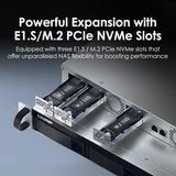 QNAP TS-H765EU-8G-US 1U 4-bayÂ  3.5" SATA + 3 x E1.S/PCIe M.2 2280 short depth 12" rackmount NAS, Intel Atom x7405C 4C