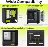 TRYX C-F500F-FM1E-G0K FLOVA F50 Mid-Tower ATX Case Fabric-Crafted Tempered Glass ATX Case Quiet Cross-Flow  360mm - Black