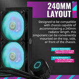 Cooler Master MasterLiquid ML240L RGB V2, Close-Loop AIO CPU Liquid Cooler, Gen3 Dual Chamber Pump, SickleFlow 120 PWM ARGB, AMD Ryzen AM5/AM4, Intel LGA1700/1200 MLW-D24M-A18PC-R2