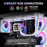 DarkFlash DF-DV360S-WH Liquid CPU Cooler LCD Screen ARGB PWM Radiator Aio Compatible w/Intel 1851/1700,AMD AM4/AM5 White