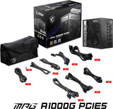 MSI PCIE 5 & ATX 3.0 Gaming Power Supply Full Modular 80 Plus Gold Certified 1000W Compact Size ATX PSU MPGA1000GPCIE5