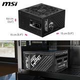 MSI MPG A1000GS PCIE5 1000W ATX 3.1 Gaming PSU Full Modular 80 Plus Gold Certified