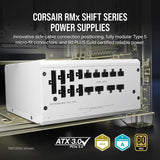 Corsair CP-9020274-NA ATX M850x Shift Fully Modular ATX Power Supply, 80 Plus Gold, Zero RPM - Modular Side Interface - White