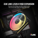 Corsair CO-9051049-WW iCUE Link LX120-R RGB 120mm PWM Reverse Single Fan Magnetic Dome Bearing, Dual Light Loops,Black
