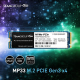 TEAMGROUP MP33 512GB SLC Cache 3D NAND TLC NVMe 1.3 PCIe Gen3x4 M.2 2280 Internal Solid State Drive SSD TM8FP6512G0C101