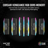 Corsair CMH32GX5M2B5200C40 VENGEANCE RGB DDR5 RAM 32GB (2x16GB) 5200MHz CL40 Intel XMP iCUE Computer Memory - Black