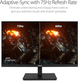 ASUS 23.8”1080P Monitor-Full HD, IPS, 75Hz, Speakers Adaptive-Sync Low Blue Light Flicker, VESA Mountable Frameless VA24DQSB