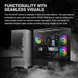 GAMDIAS GD-Atlas M1 Black Mid Tower Gaming Computer Case w/Display& App, ATX Tempered Glass PC Case, Built-in 3X 120mm ARGB PWM Fans, Up to RTX 4000 GPU/VGA 410mm& 360mm AIO/Radiator& 6x120mm Fans& 160mm CPU Cooler